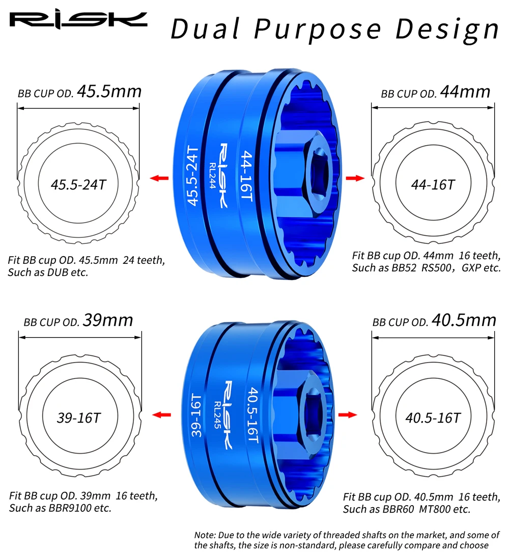 

RISK Bicycle Bottom Bracket Cup Removal Tool Ratchet Wrench for BB44-45.5 BB39-40.5 DUB BB52 RS500 GXP BBR9100 BBR60 MT800