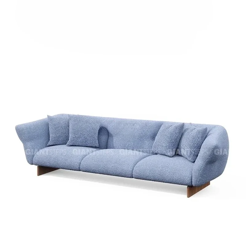 

Italian minimalist small apartment living room three-person straight row sofa, designer four-person one-character sofa