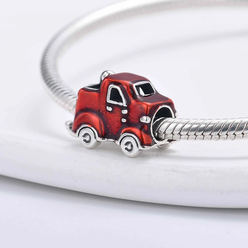 925 Sterling Silver Mini Vehicle Tool Enamel Charms Car Bus Taxi Camera Motorbike Clock Beads Fit DIY Jewelry view 6