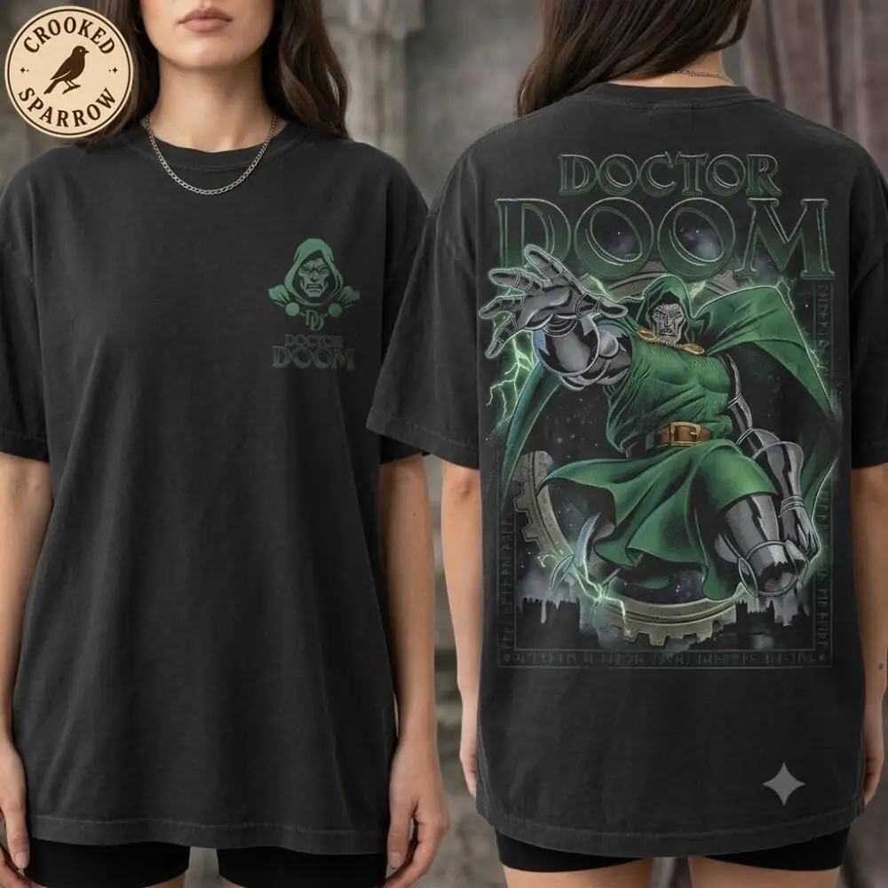 2026 Avengers Doomsday Doctor Doom Front Back Graphic T-shirt Vintage Washed Retro Comic Print Unisex Cotton Oversized Short