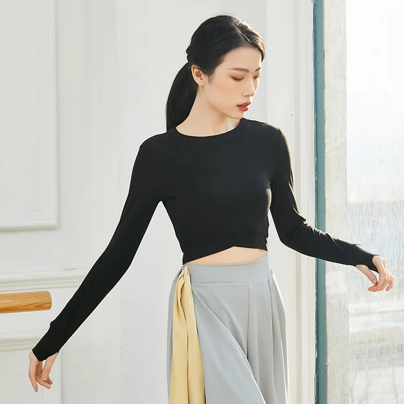 Classical Dance Dance Wear Female Solid Color Thin Short-sleeved Blouse Women's Modern Dance Practice Clothes Tops