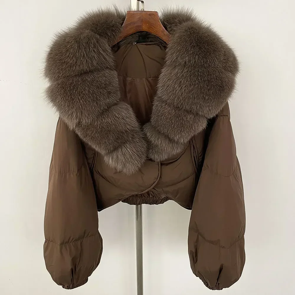 Di lusso Super Reale Cappotto di Pelliccia Delle Donne 2024 di Inverno 90% Piumino D'anatra Bianca Della Signora Grande Collo di Pelliccia di Volpe Naturale Piumino Femminile