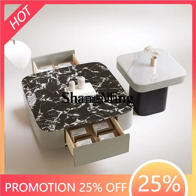 

ZYY Fashion and Exquisite Light Luxury Coffee Table Small Apartment Living Room Modern Round Rock Slab Coffee Table