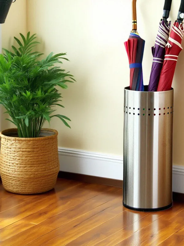 

Напольный органайзер для зонтов из нержавеющей стали с длинной ручкой для дома, отеля, лобби, круглый, для хранения дождевиков