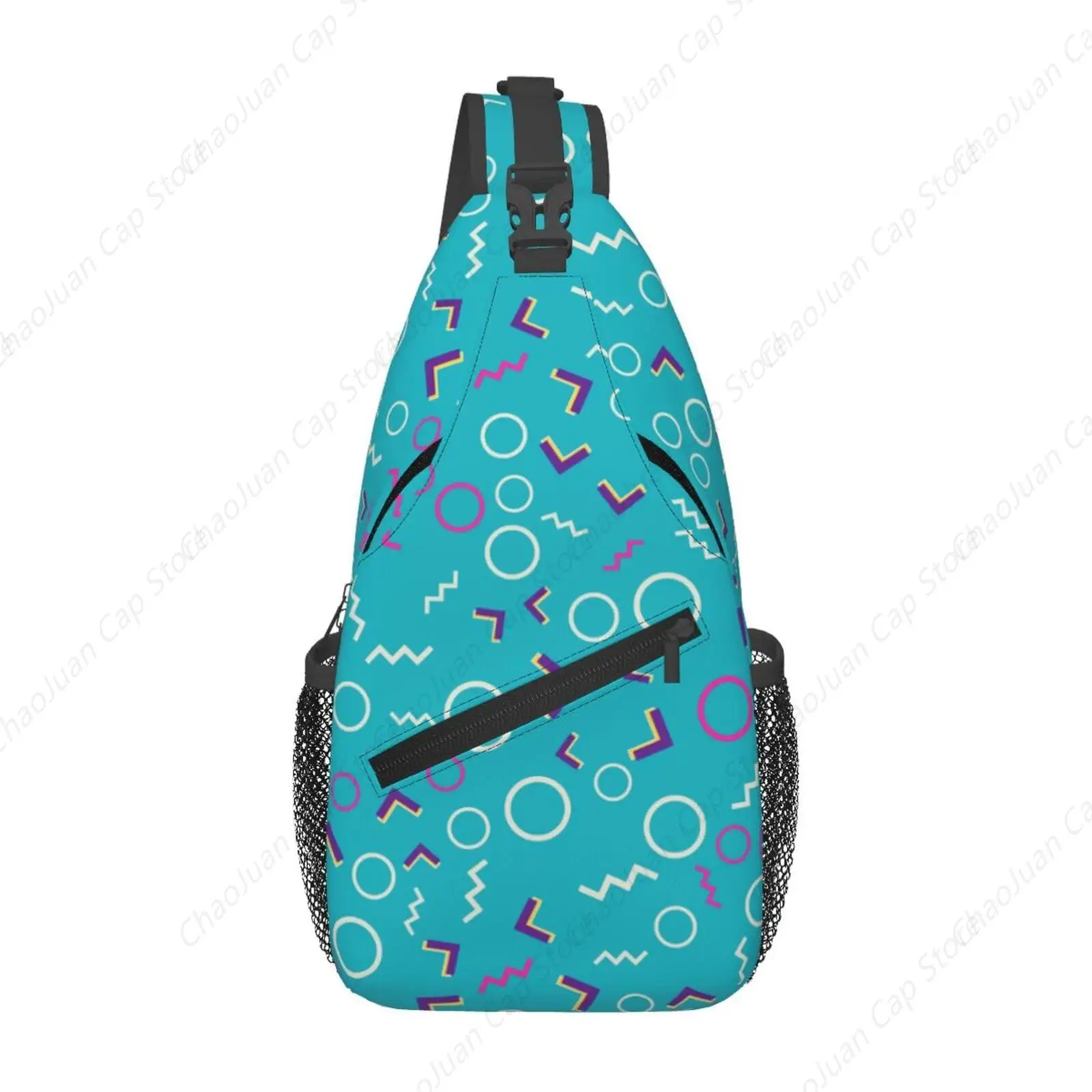 Fun Geometric Lines Green Sling Bag Adjustable Crossbody Bag Casual Chest Bags Travel Shoulder Backpack For Women Men