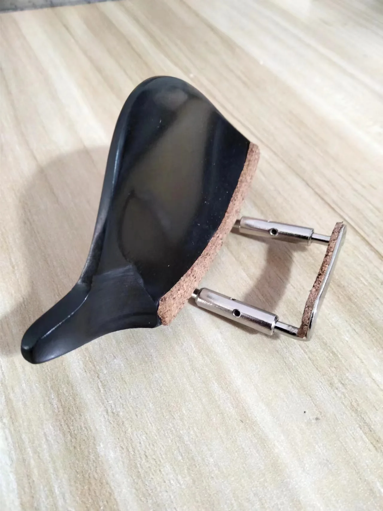 1PC Black Ebony Violin Chin Rest 1/2 Size Drilled with Holes Chin Rest Clamp Attached