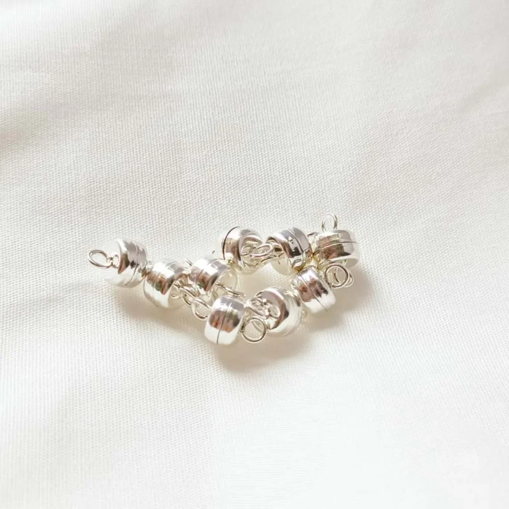 Silver-coated Small Bread Magnet Buckle Bracelet, Necklace Connection Buckle, End Buckle, DIY Handmade Connector, Accessory