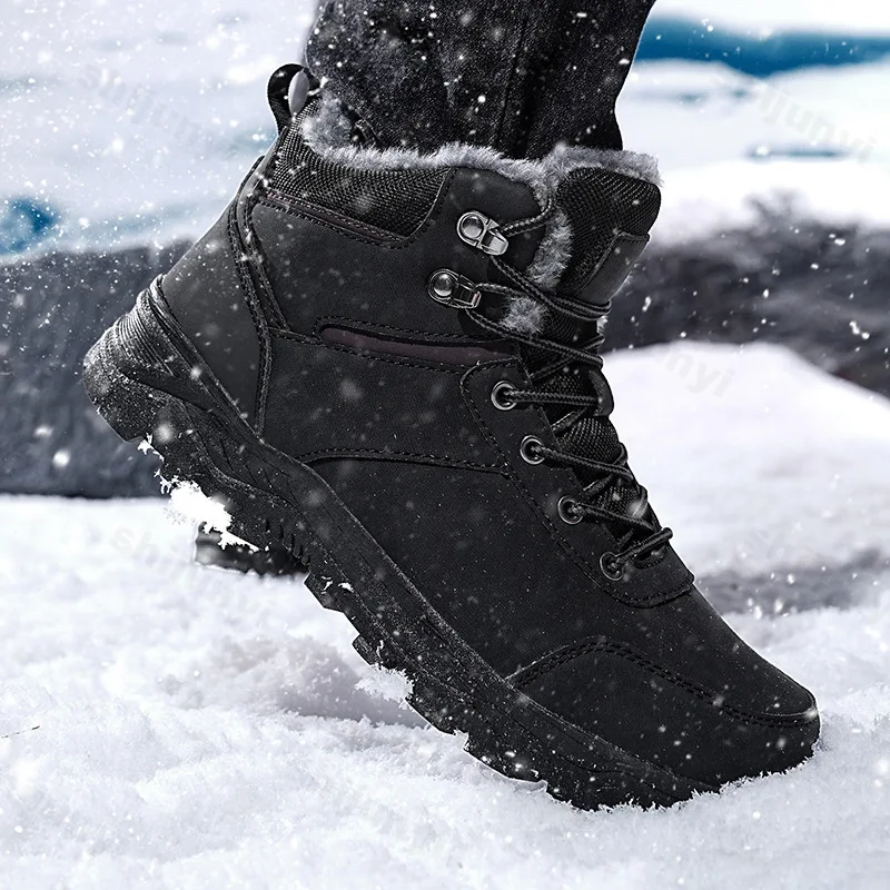 2025 New Men's Snow Boots Plush Warm High Top Shoes Winter Trend Platform Boots Outdoor Cold Proof Cotton Shoes Plus Size 48