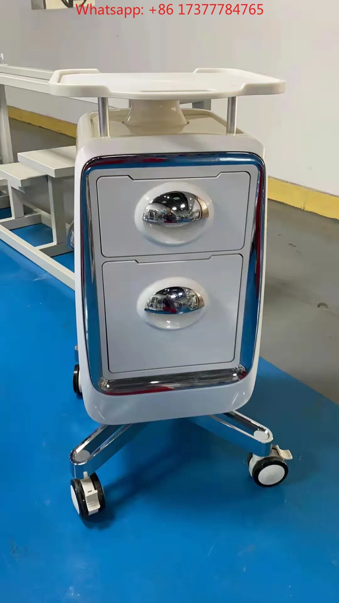 White ABS Rolling Salon Trolley with Drawers, Factory Wholesale Cart for Eyelash Nail Hair Services