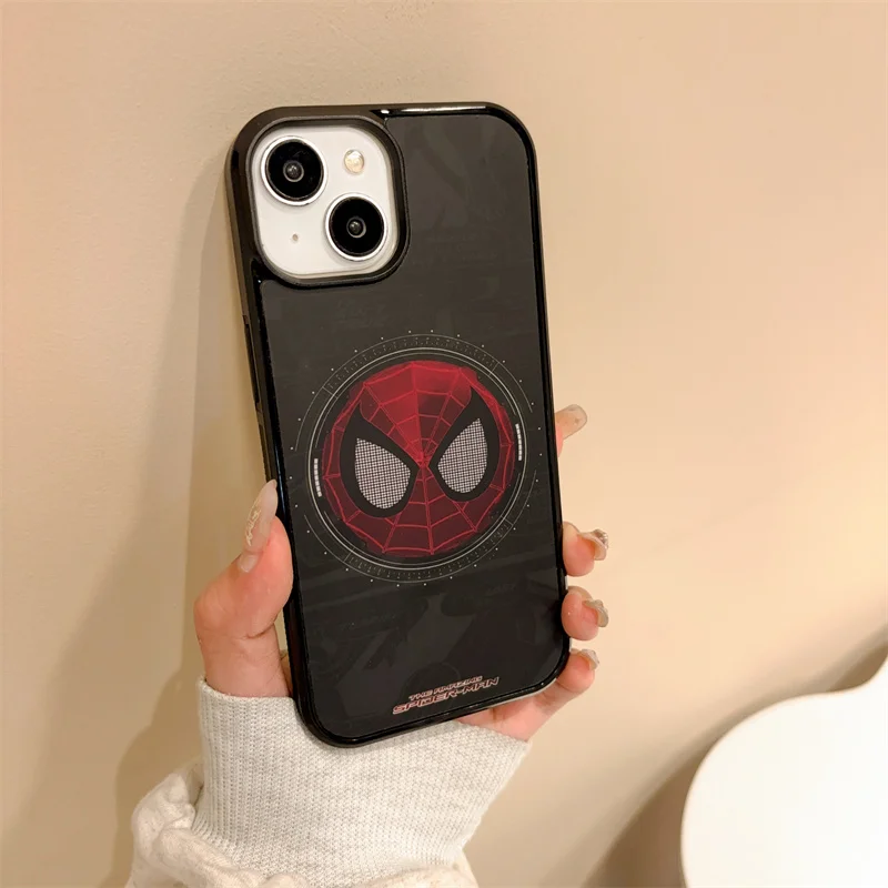 Cute Marvel Spider Man Holder Magnetic Magsafe Phone Case for iPhone 15 13 14 12 11 Pro Max Luxury Shockproof Back Cover Capa