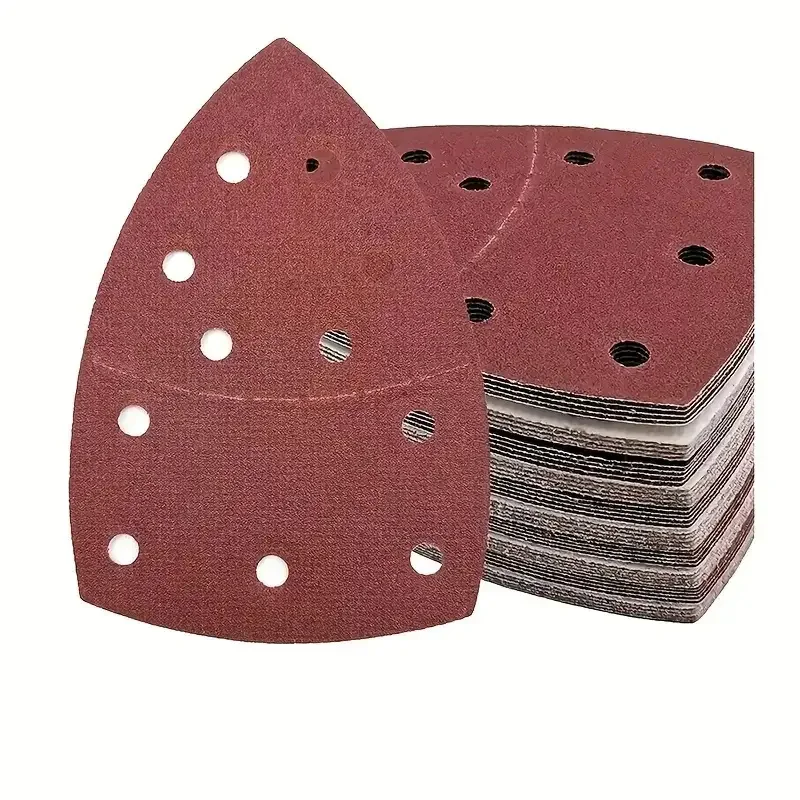 10/20/30 Pcs 105 X 150 Mm Triangular Sandpaper Hook Loop Sanding Disc 11 Holes Assorted 40-320 Grits for Polishing Wood Metal