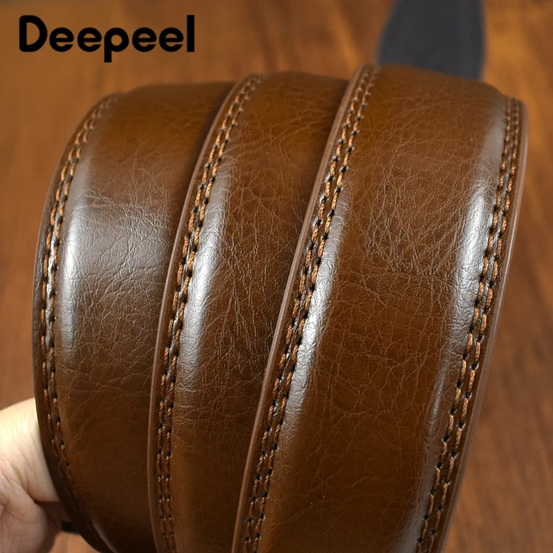 Deepeel-cinturones de cuero para hombre, 3,7x110-130cm, segunda pretina de piel de vaca, artesanía de negocios de diseñador para adultos, accesorios vaqueros