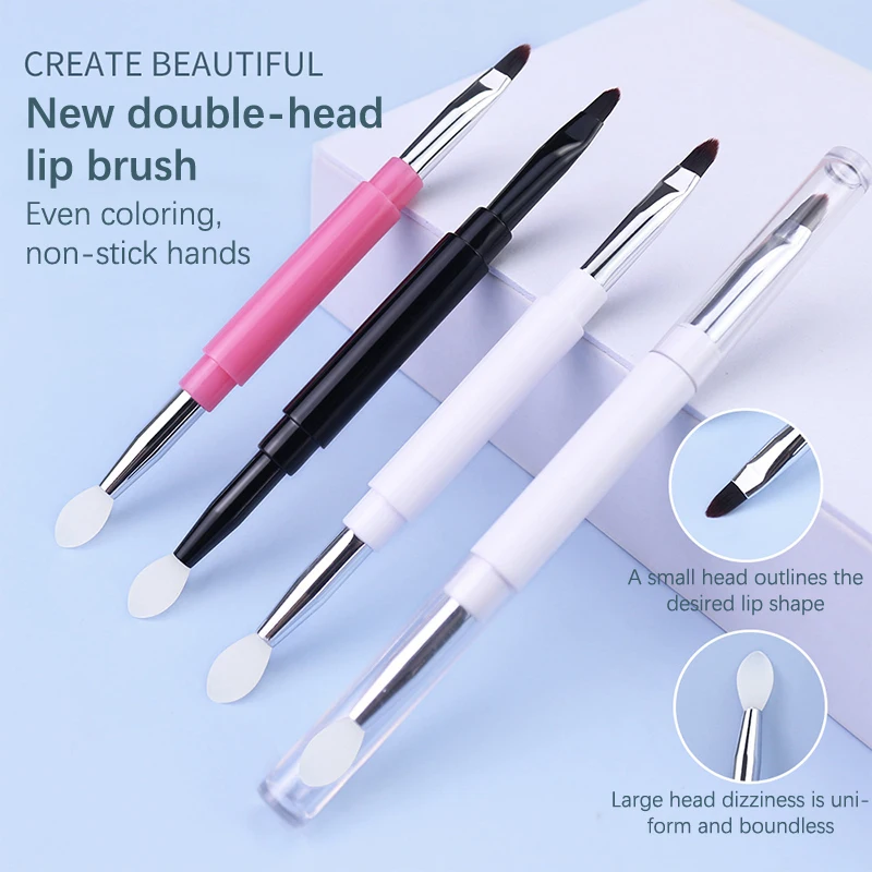 Organizer Tool Cosmetische spatelborstel 2-kops Multifunctionele siliconen lippenborstel Schoonheid Lippenstift Lipgloss Applicator Make-up