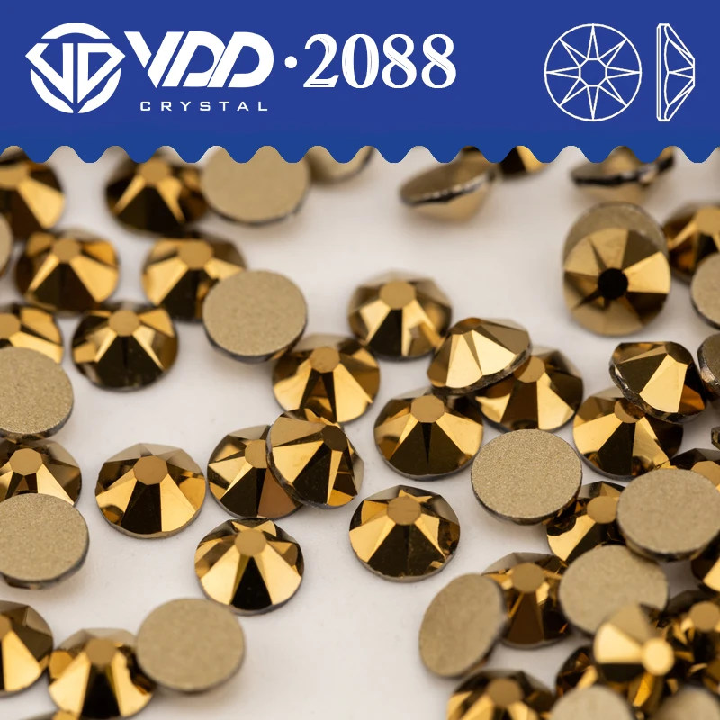 VDD 067 Aurum SS16-SS30 2088 kryształki wysokiej jakości 8 dużych 8 małych płaskich dekoracje artystyczne do paznokci DIY