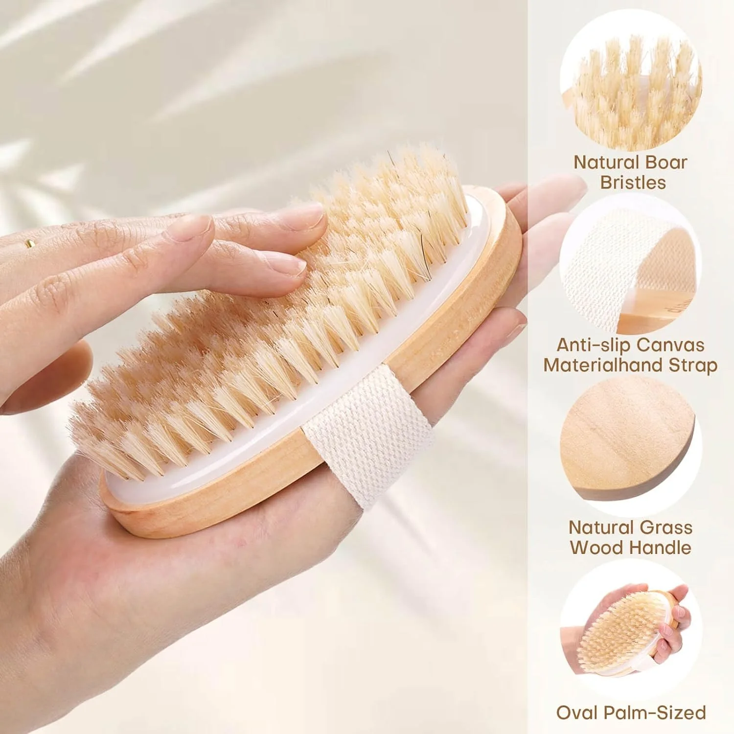 2 Pack Dry Brushing Body Brush, Natural Bristle Dry Brush, Exfoliating Body Brush for Lymphatic Drainage, Cellulite Brush for Fu