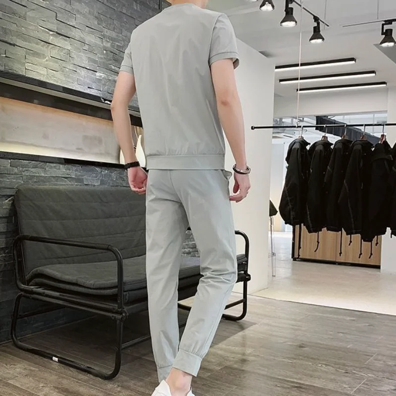 Pants Sets Novelty In T Shirt Man 5xl Xl Loose Cotton Top Print Cool Men\'s Clothing Aesthetic Tracksuit Casual Sports Suits