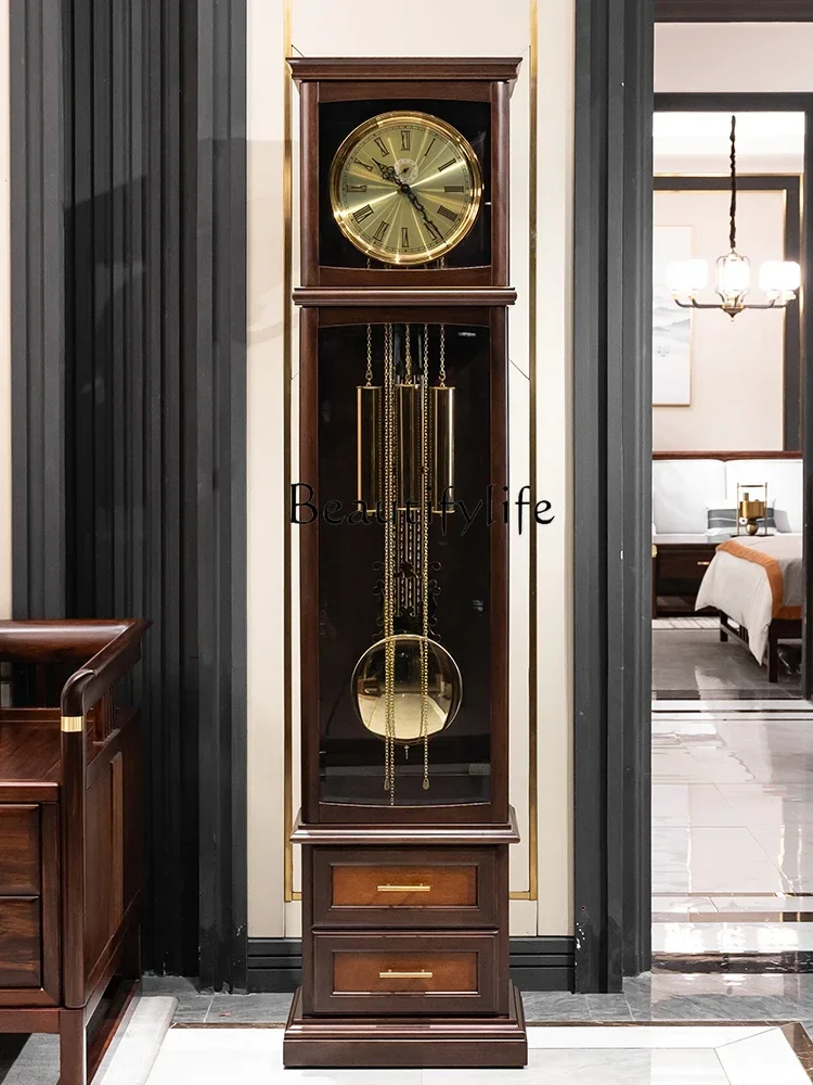 German Hermle Chinese Retro the Grandfather Clock Living Room Villa Clock Mechanical Solid Wood Vertical Pendulum Clock