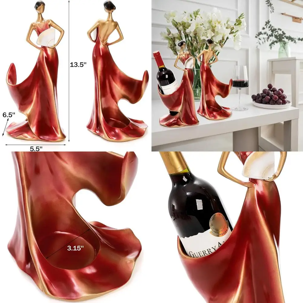 

Винная стойка из статуи смолы - 13,5 Красная леди для декора кухонной/барной столешницы