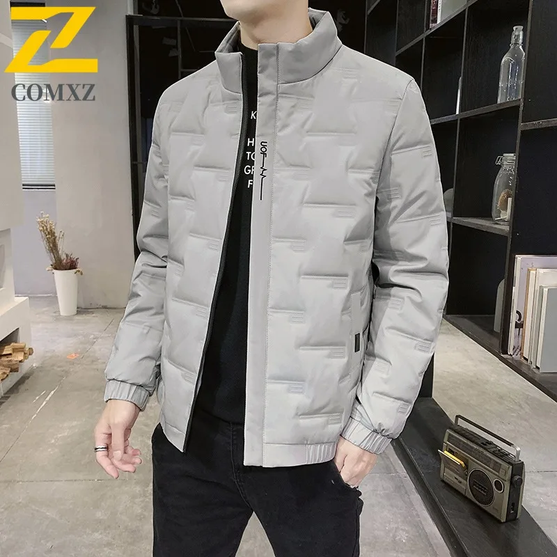 COMXZ Down Jacket Thickened Windproof Warm Stand Collar Outdoor Skiing Puffer Jacket Street Versatile Winter Jacket Men Clothing