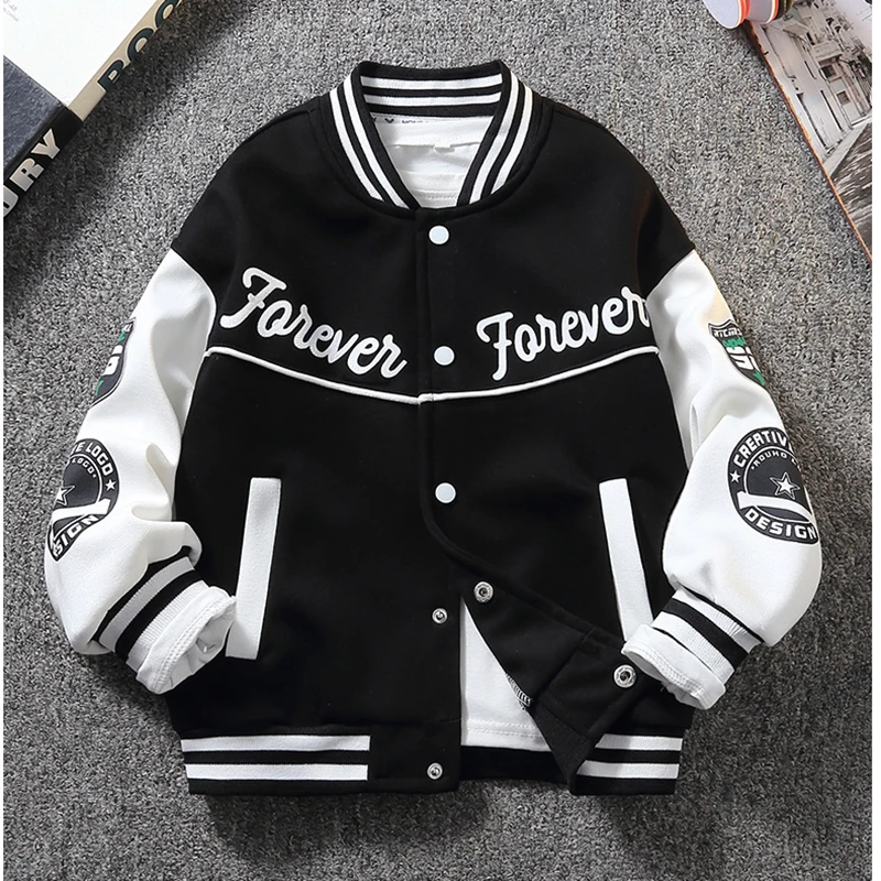 Frühlings-Herbst-Baseballjacke für hübsche Jungen mit Buchstaben-Dekoration, Outdoor-Mantel für 3-14 Jahre alte Kinder, Geburtstagsgeschenk – Detail 2