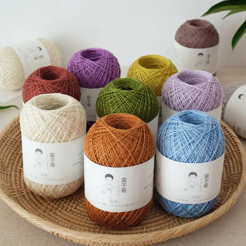 50g/ball No. 5 Lace Threads Linen Yarn Fine Linen Thread Crochet Weave Shawls DIY Pillows Bags Dolls Clothes Knitting Blankets