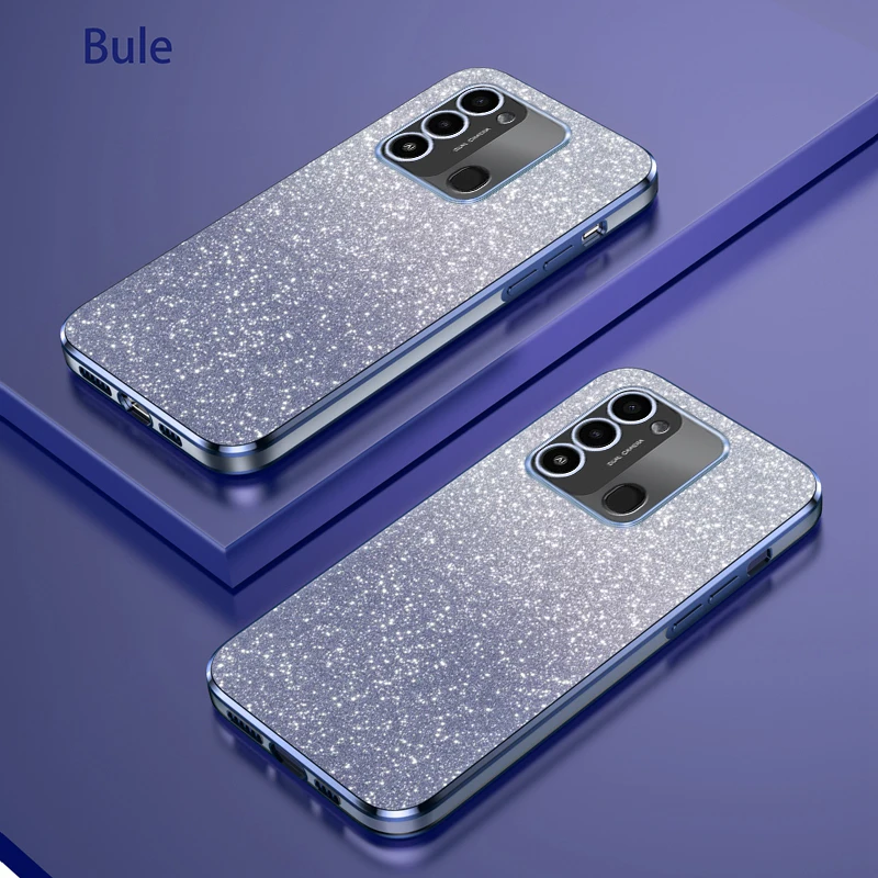 For Tecno Spark Go 2022 Case Tecno Spark 8C Phone Case KG5 KG5h KG5k Luxury Gradient Glitter Plating Silicone Back Cover Funda