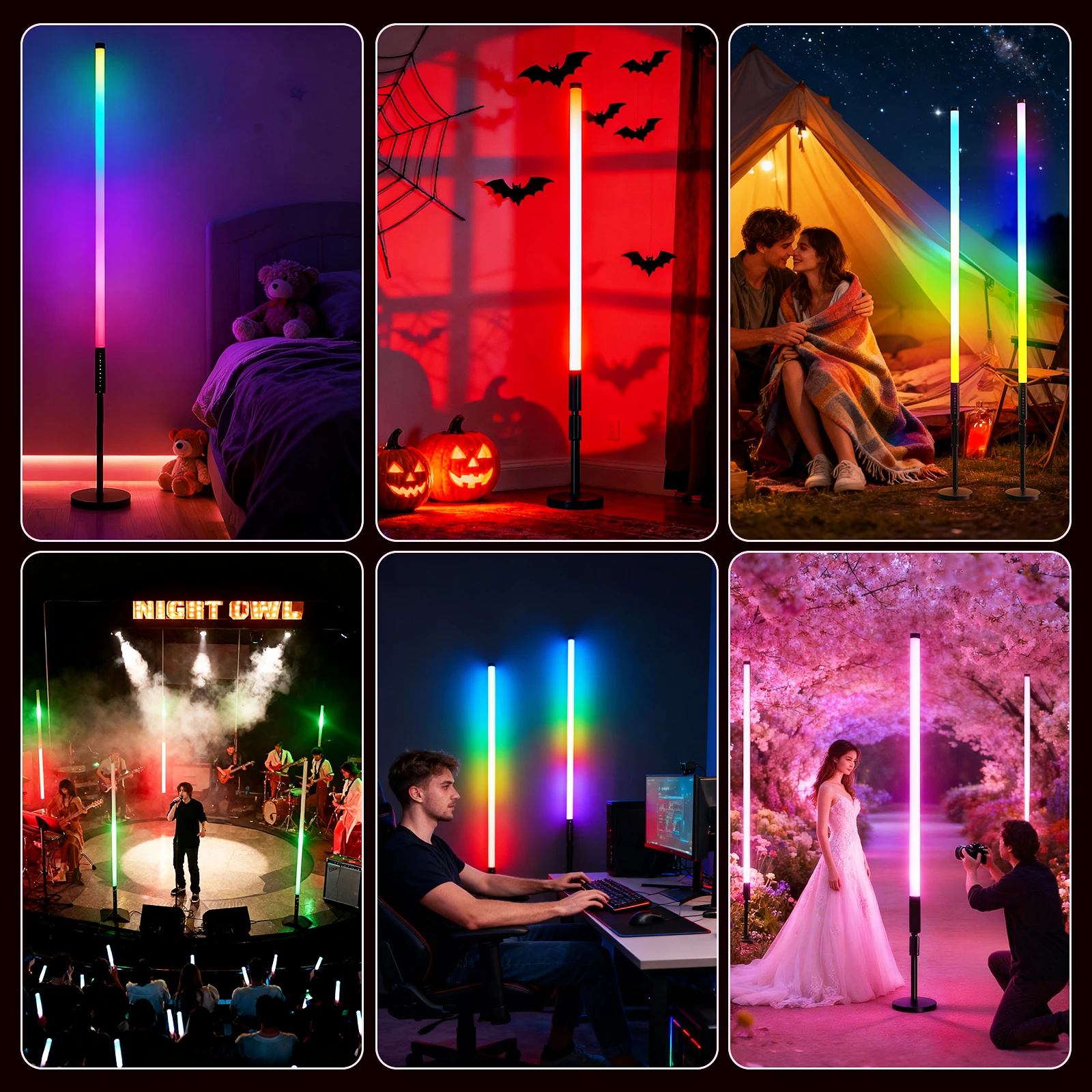 LUXCEO 4pcs 120cm RGB Atmosphere Lamp 5W Background light Sticks led Bars Wand Video Photography Decor Lighting for Home Party
