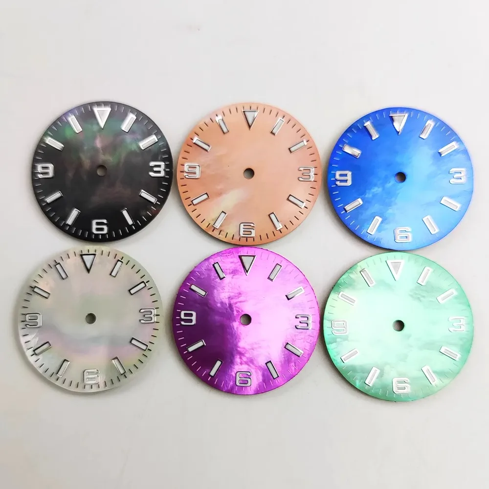 SIX DAZZLING COLOURED 28.5MM DIALS WITH LITERAL NO DATE FOR NH35/4R calibre luminescent