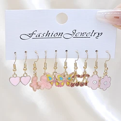 10pcs European and American New Butterfly Pendant Earrings Creative Tai Chi Peach Heart Earrings Black Oil Dropping Earrings