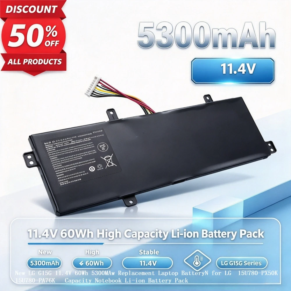 G15G 11.4V 5300mAh 60Wh Replacement Laptop Battery for LG 15U780-PX50K 15U780-PA76K Capacity Notebook Li-ion Battery Pack
