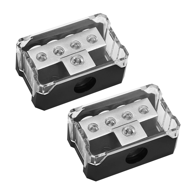 

2Pcs 4 Way Power Distribution Block Car Auto Audio 0/2/4 AWG in 4/8/10 Gauge Out Car Accessories