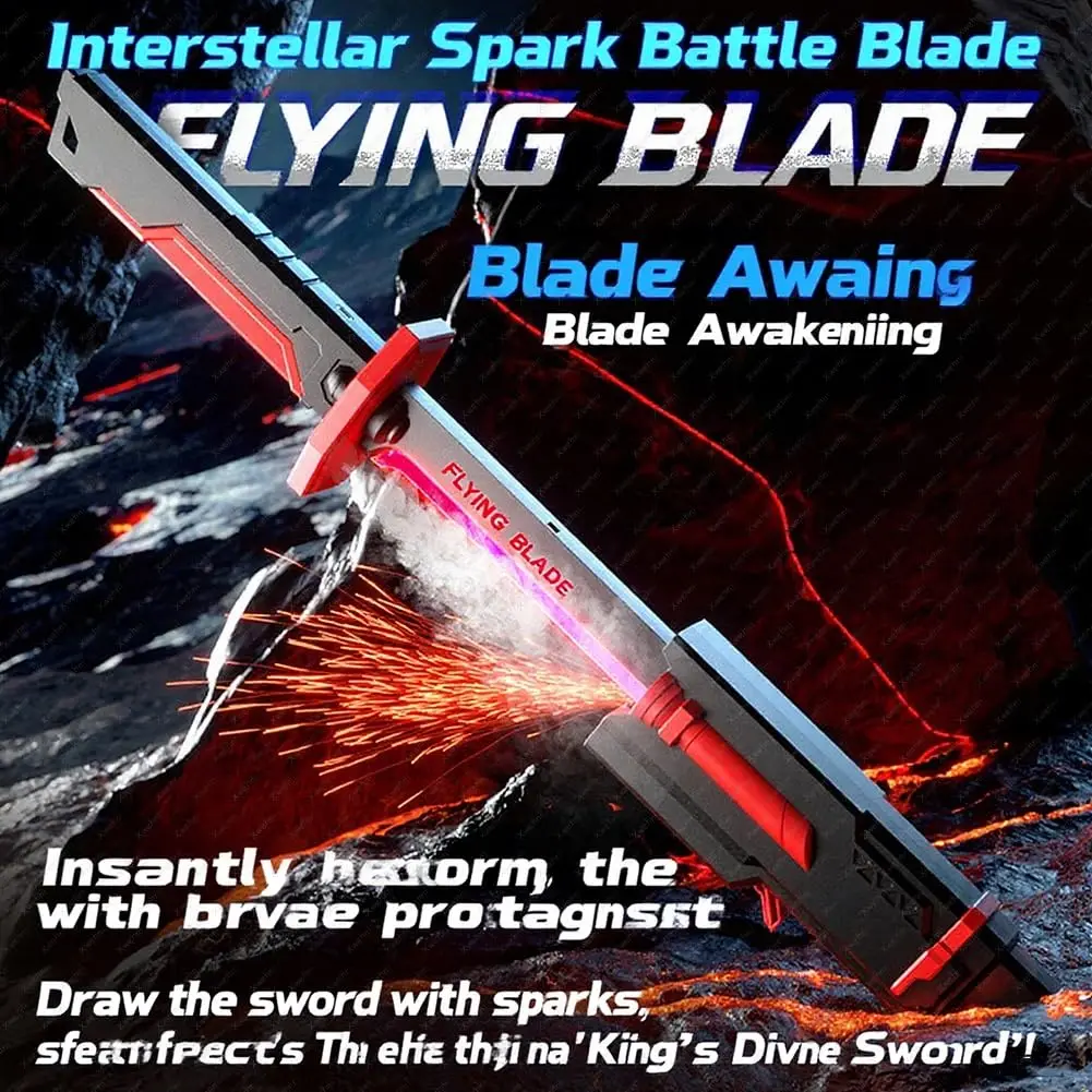 Colorful Streamer Glowing Sparkblade Sword Toys with Spark & Smoke Effect Light Sword Collectible Cosplay Katana Sword Prop Toys