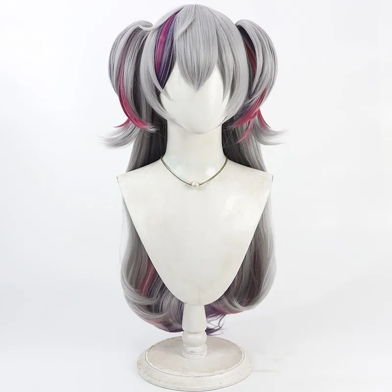 NIJISANJI Vtuber 젠더벤드 푸와 미나토 크로스드레싱 코스프레 가발, 탈부착 가능한 포니테일