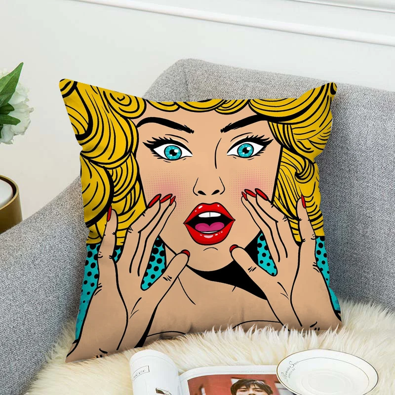 Pop Art Decorative Pillows For Bed Throw Pillow Covers Short Plush Pillowcase Cushion Cover Car Sofa