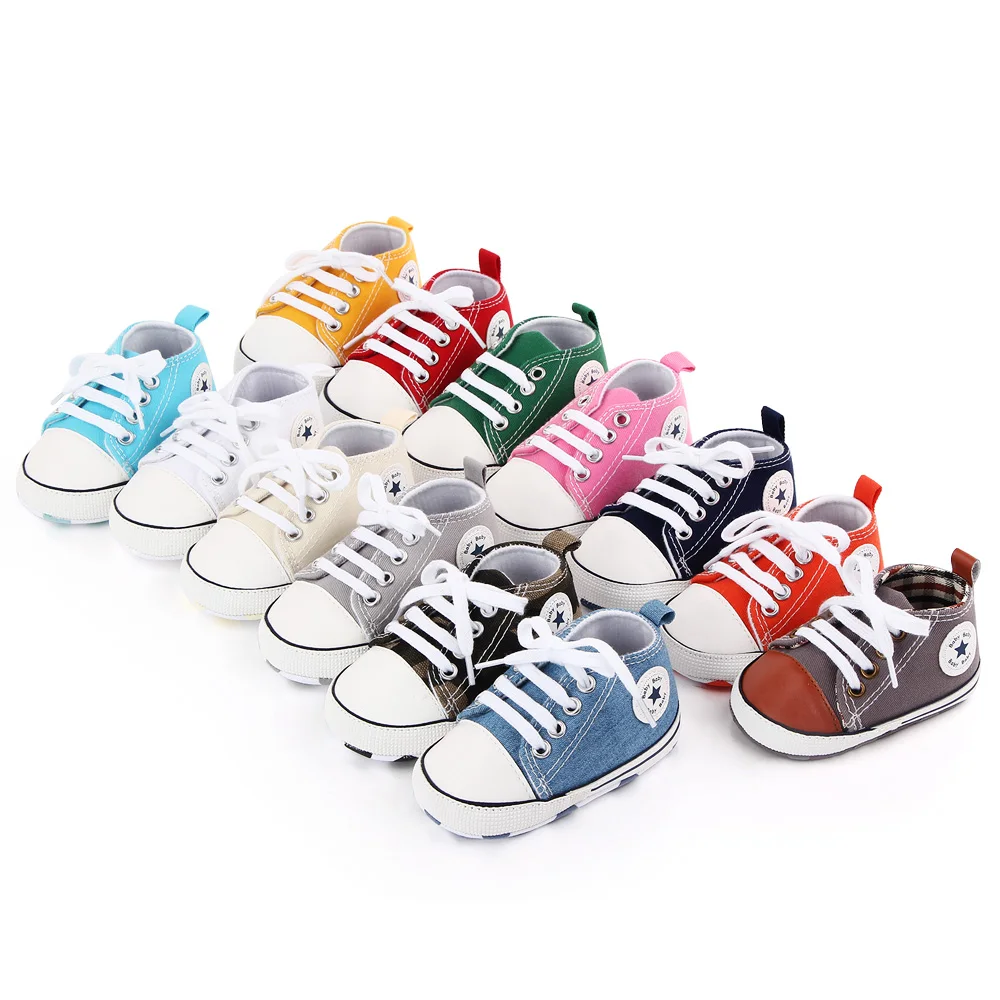 New Baby Shoes Boys Girls Classic Canvas Casual Sneakers Newborn First Walker Toddler Soft Sole Non-Slip Walking Shoes D2486