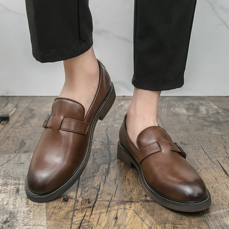 

Men Loafers Solid Color Simple Fashionable British Style Business Formal Men Shoes