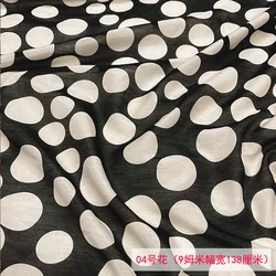 Black Dots Silk Cotton Blend Fabric 30%mulberry-silk 70%cotton Wide 138cm