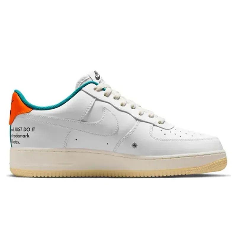 Nike Air Force 1 Men's Women's Skateboarding Shoes Fabric Synthetic Leather Wear Resistant Anti-slip Light White Green Orange