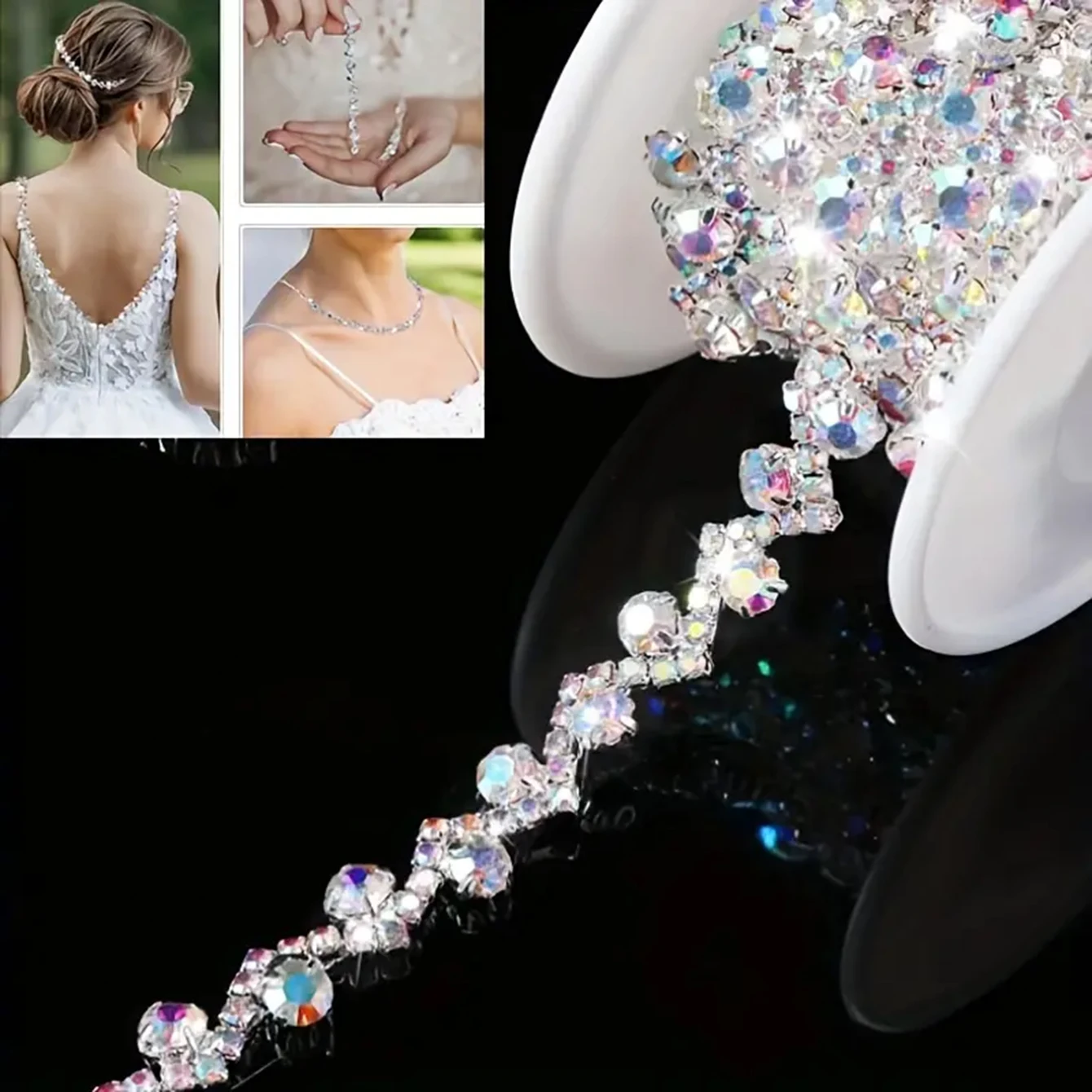 

Luxury 1 Yard S-Shaped AB Color Rhinestone Chain DIY Embellishment for Hats Clothes Bags Shoes Sparkling Apparel Trim Accessory