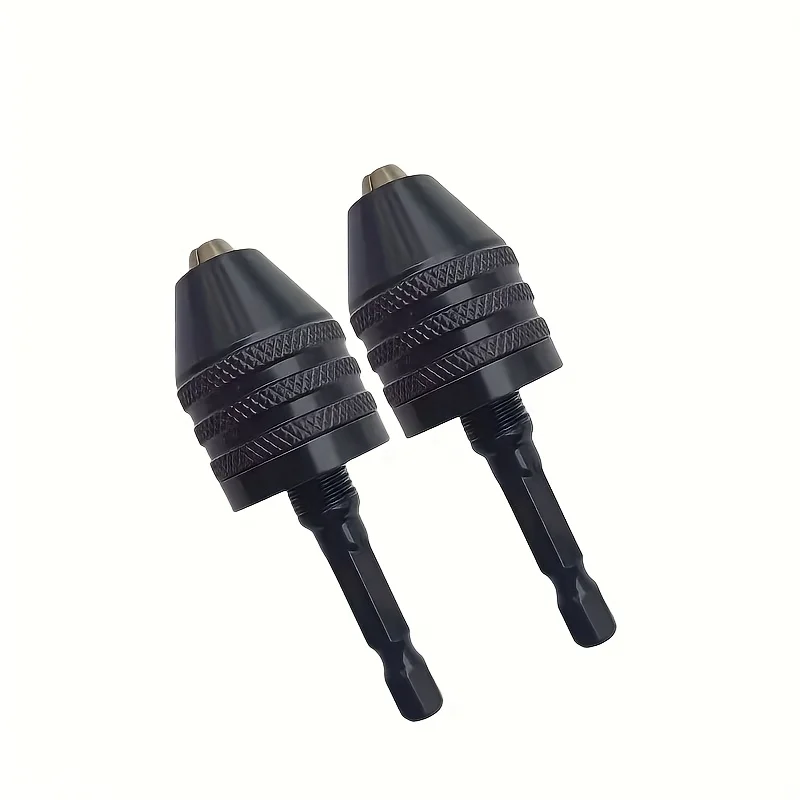 2pcs Quick-Change Hex Shank Drill Chuck Set with Round Handle - Versatile Electric Grinder & Drill Bit Adapter for DIY Home Impr