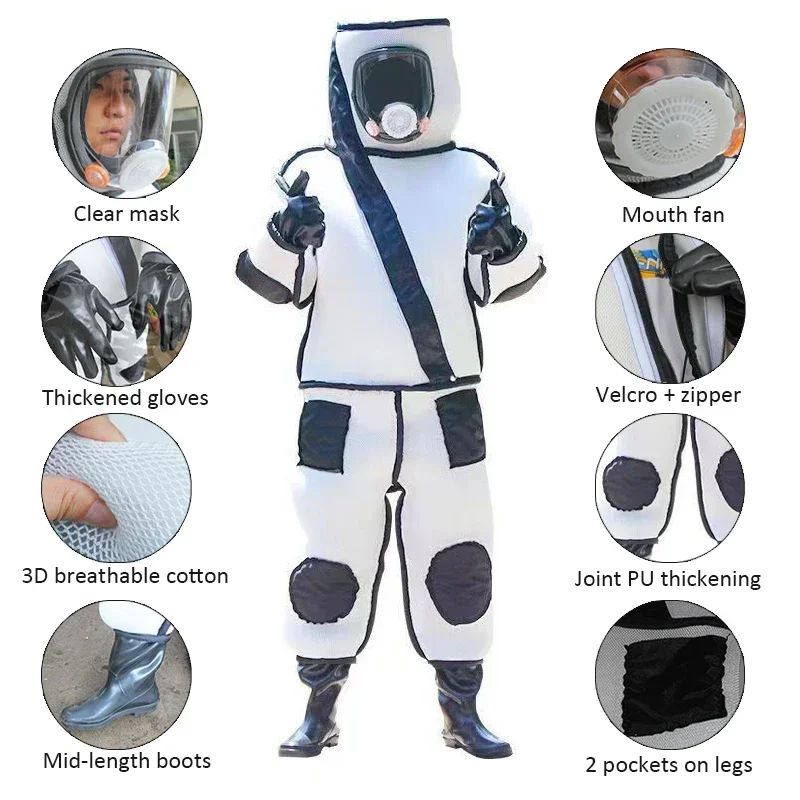 15mm Thickened Anti-bee Suit with Fan Power Bank Professional Beekeeper Suit Siamese Beekeeping Clothe Collecting Honey Supplies