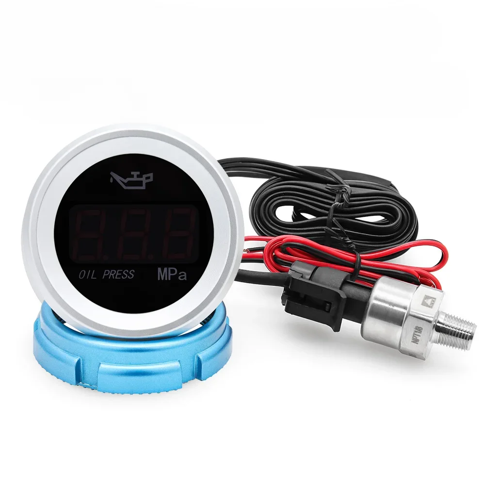 

52Mm Oil Pressure Gauge With Warning Alarm 1/8 NPT Sensor Oil Pressure Meter for 12v 24v Cars and Trucks Car Boat
