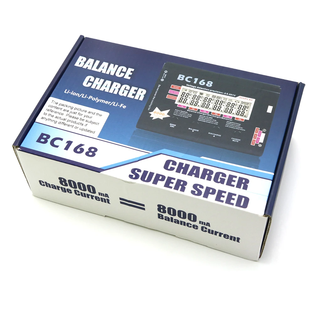 AOK BC168 1-6S 8A 200W HD LCD Screen Fast Charge Intellective Balance Lipo Battery Charger/Discharger for RC Airplane Toys