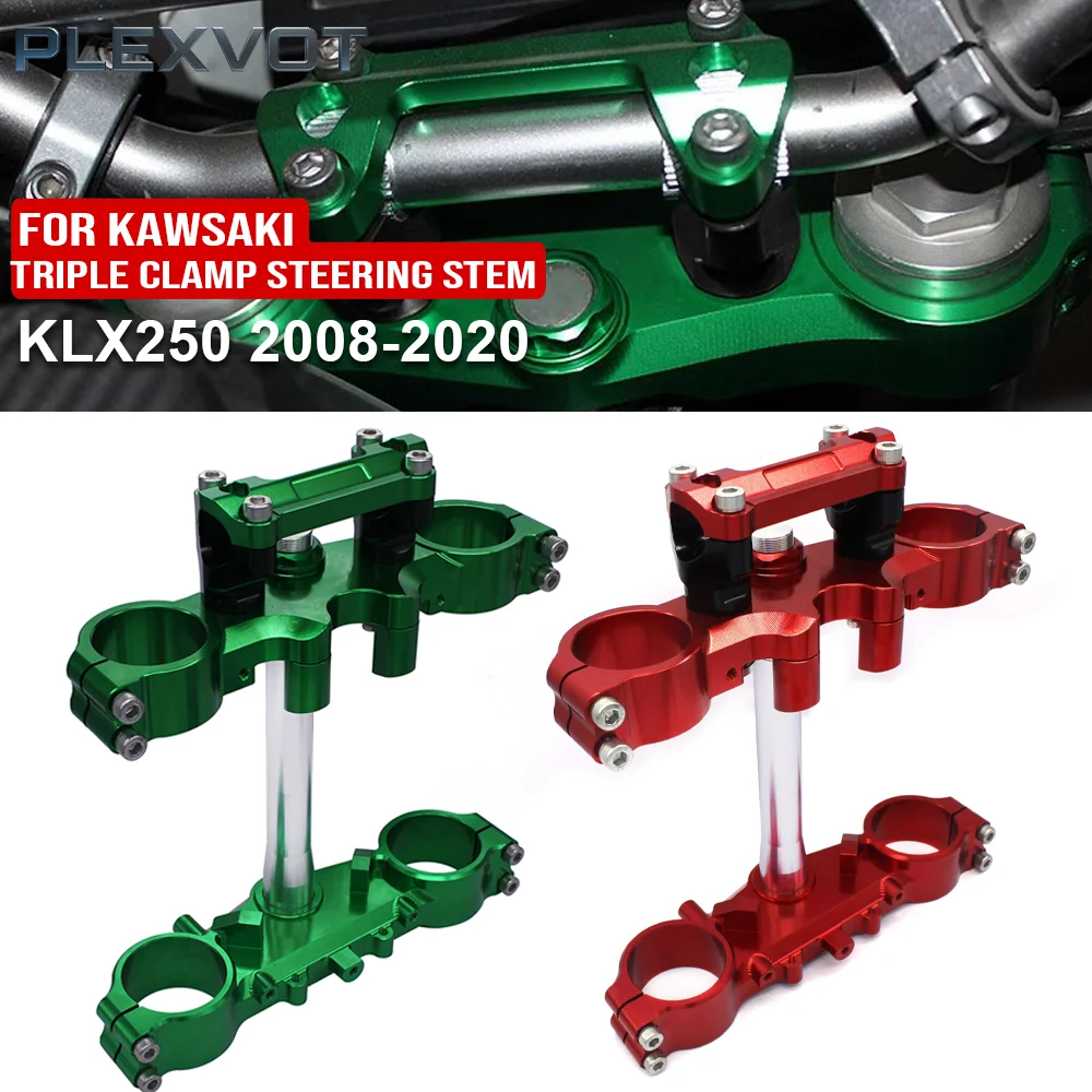 

KLX 250 Motorcycle CNC Aluminum Triple Clamp Steering Stem and Clamp Riser Adapter For Kawasaki KLX250 2008-2020