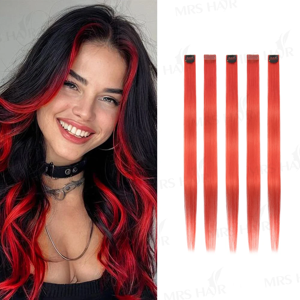 12 وصلات شعر ملونة بمشبك في 16 بوصة وصلات شعر ملونة مستقيمة للأطفال والبنات خصلات ملونة لهدايا الحفلات #1