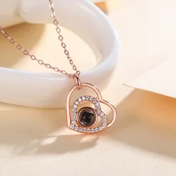 I LOVE YOU In 100 Languages Projection Necklace For Memory Of Choker Collier Round Gifts Shaped Dropshipping