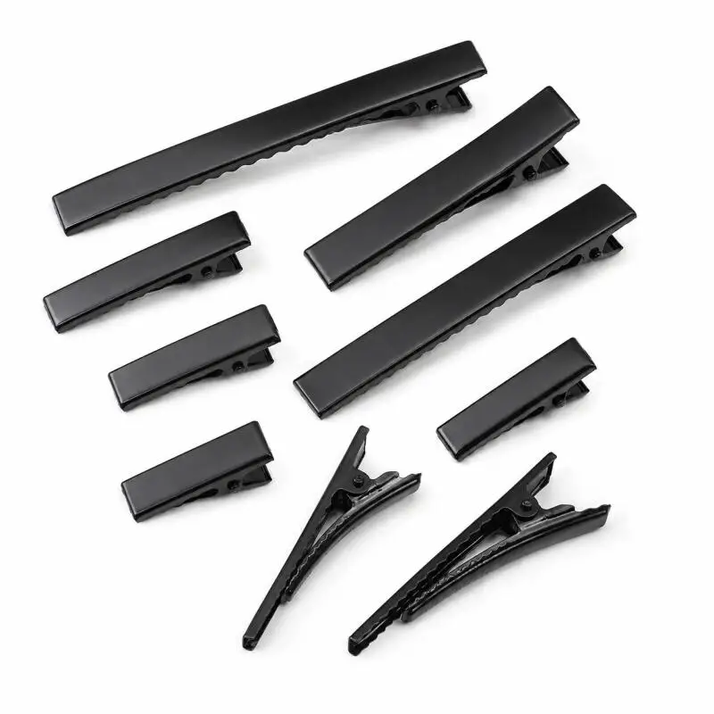 25~75pcs Black metal single-tooth crocodile hair clip with toothed support accessory, for DIY hair clip jewelry making