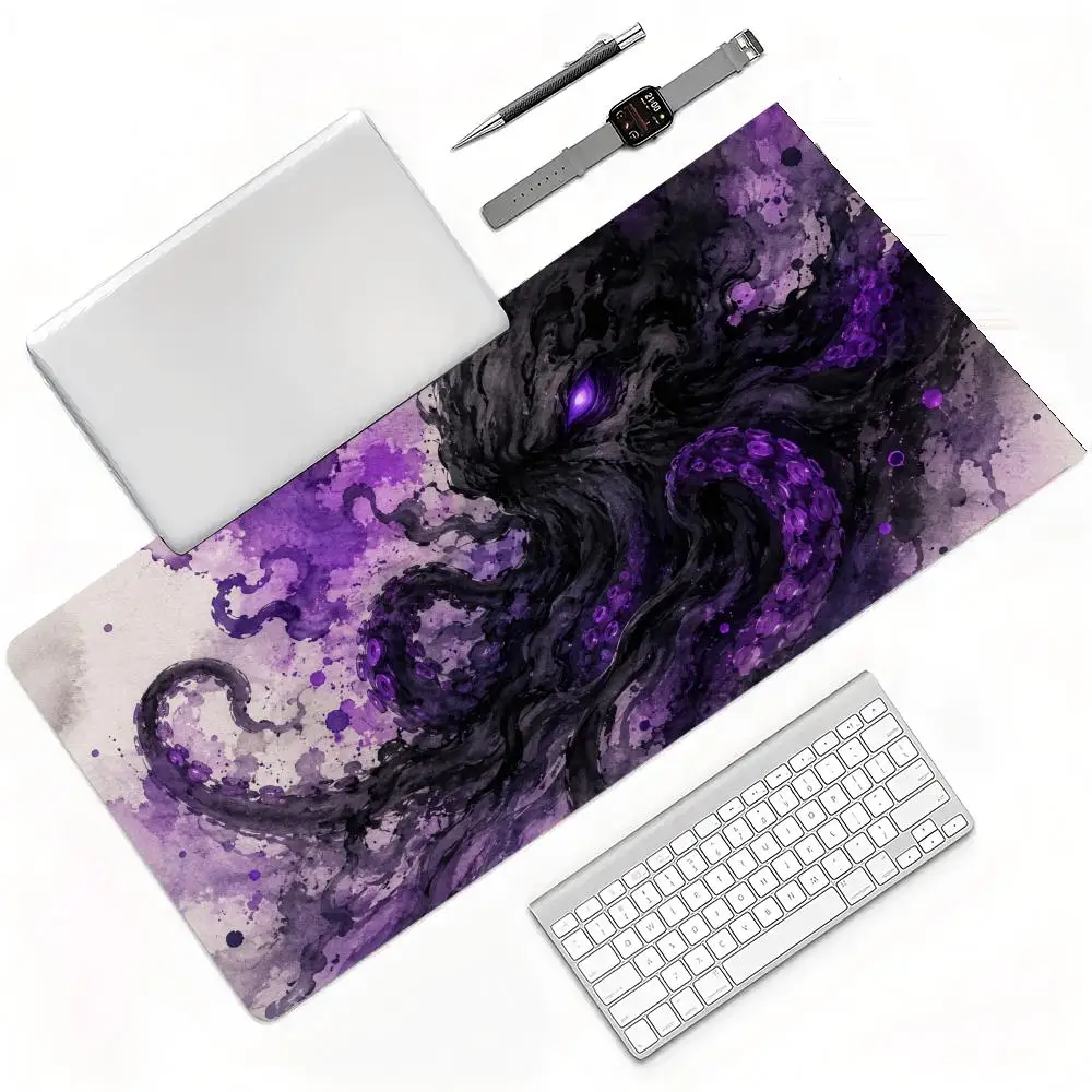 Horror Giant Tentacle Beast Cyberpunk Japanese Neon Street Extended Mouse Pad, Wear Resistant Anti Slip Base
