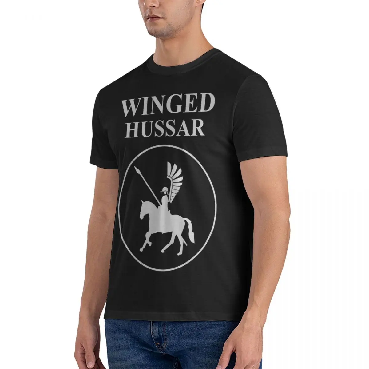 Elite Cavalry Men T Shirts Winged Hussar Novelty Tee Shirt Short Sleeve Round Collar T-Shirt Cotton Printed Clothing