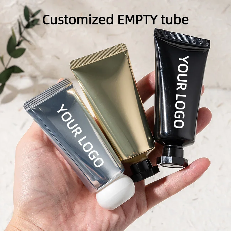 

50pcs 30ml Golden/Silvery/Black Customizable Squeeze Bottles,Personalized Logo, Cream Containers,Refillable for DIY Crafts